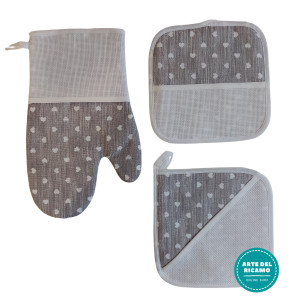 Ready to Cross Stitch Potholders and Oven Glove - Color Grey